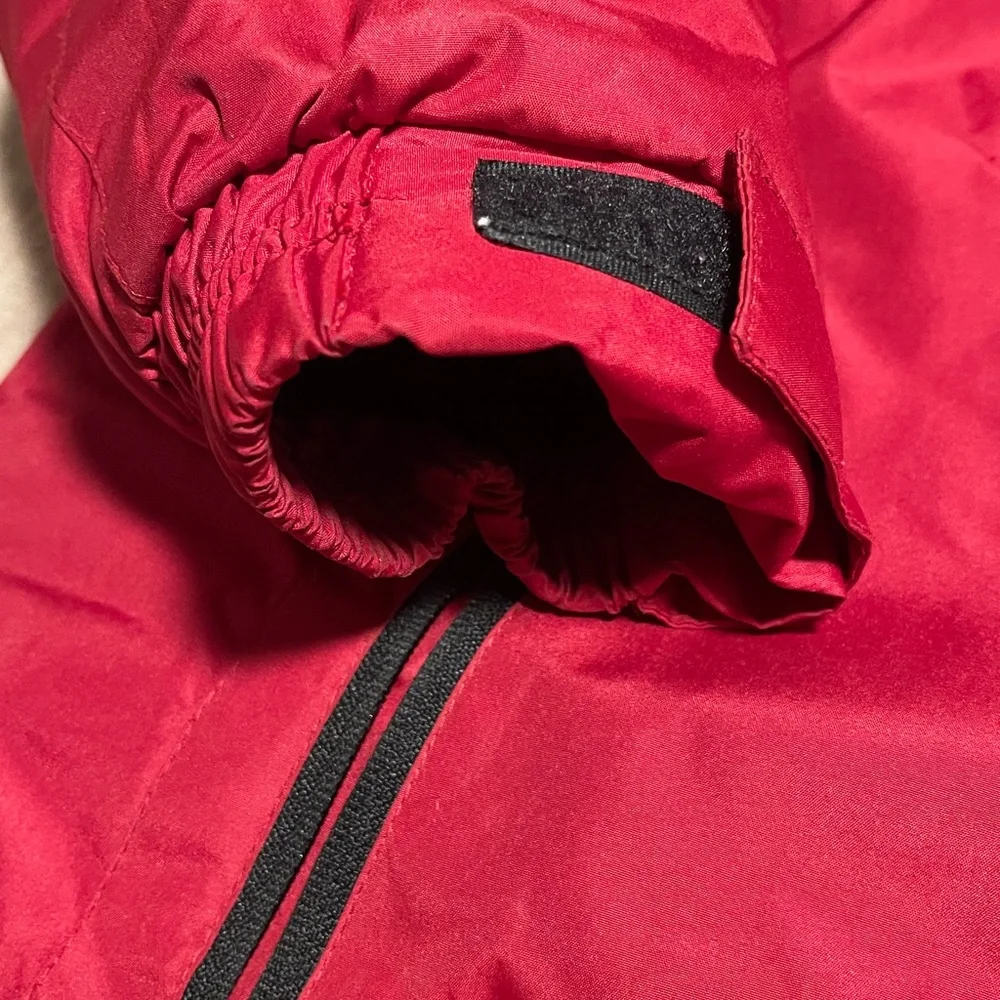 Red Puffer Jacket with double zipper revealing inner shell jacket - Picture 2 of 12